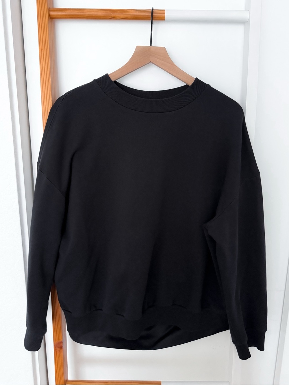 Dries Van Noten Womens Black Mixed Media Sweatshirt Silky Back Panel Size M
